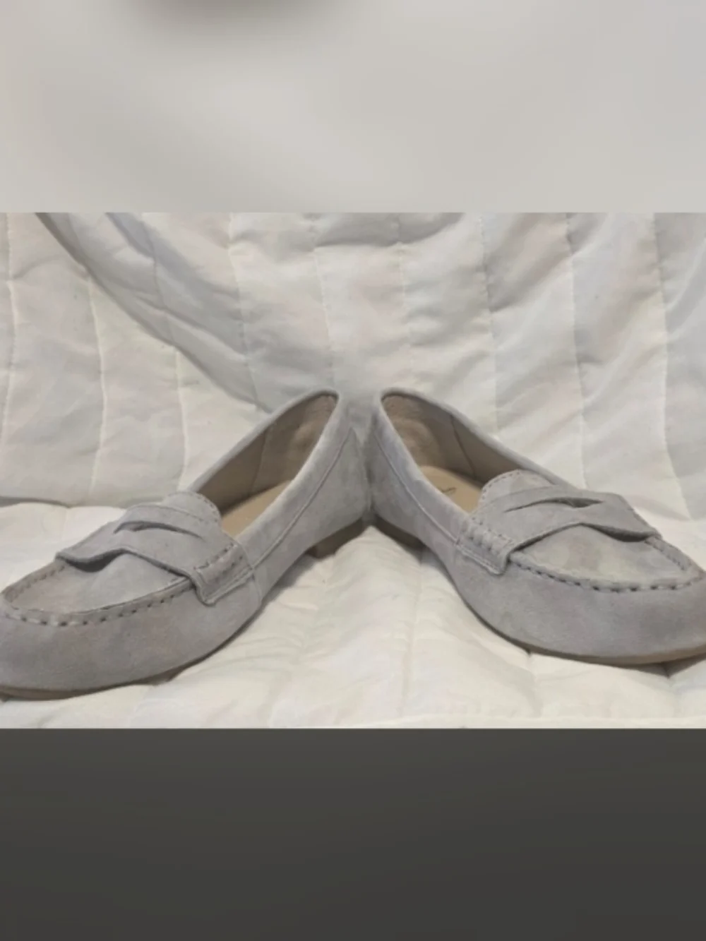 White Mountain Light Gray Suede Penny Loafers 9.5